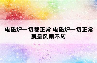 电磁炉一切都正常 电磁炉一切正常就是风扇不转